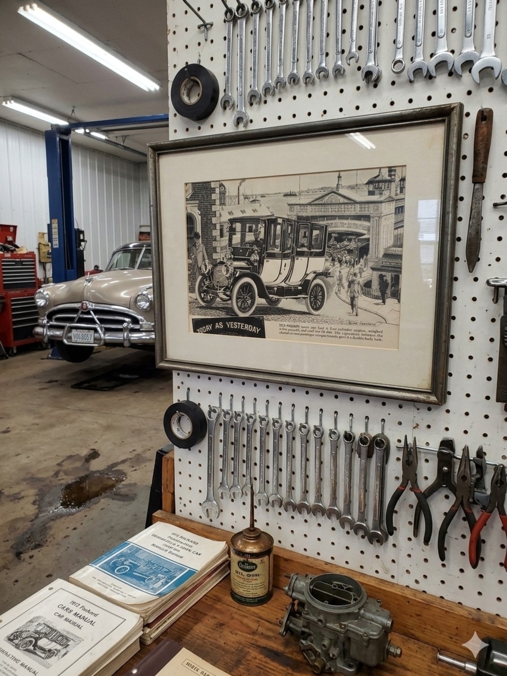 Vintage Style Black & Cream Wall Art - Classic Automobile Print